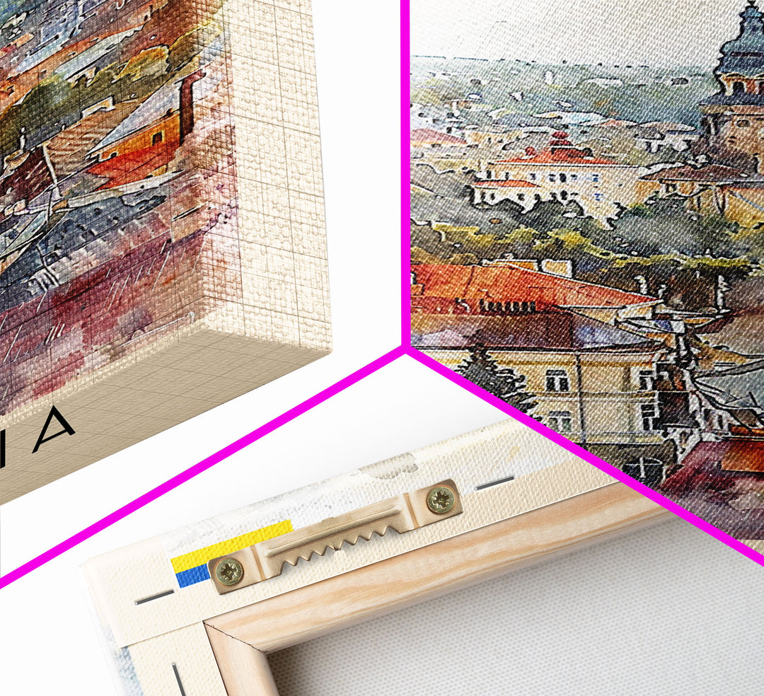 Vinnytsia Ukraine Travel Poster Framed Canvas Print, Watercolor Painting, Scenic Wall Art, Home Decor, Ukrainian Landscape, Classic Art