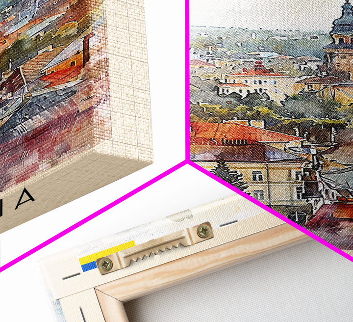 Vinnytsia Ukraine Travel Poster Framed Canvas Print, Watercolor Painting, Scenic Wall Art, Home Decor, Ukrainian Landscape, Classic Art