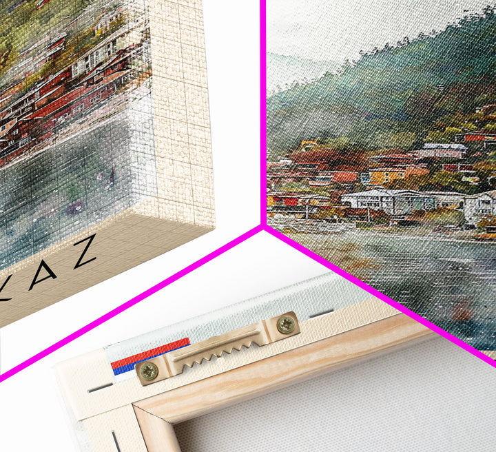 Vladikavkaz Russia Travel Poster Framed Canvas Print, Watercolor Painting, Scenic Wall Art, Home Decor, Russian Landscape, Vibrant Decor