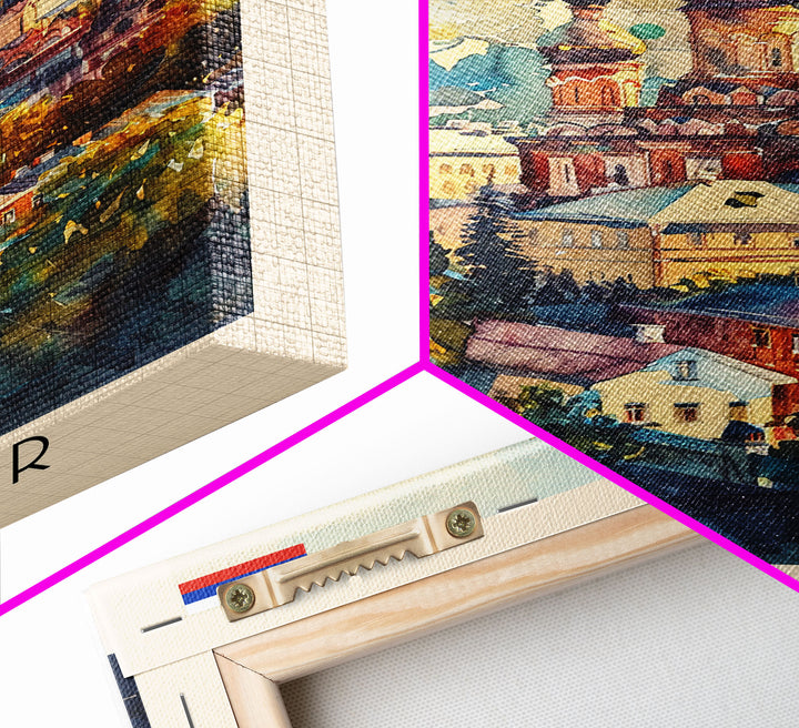 Vladimir Russia Travel Poster Framed Canvas Print, Watercolor Painting, Historic Wall Art, Home Decor, Russian Architecture, Classic Decor