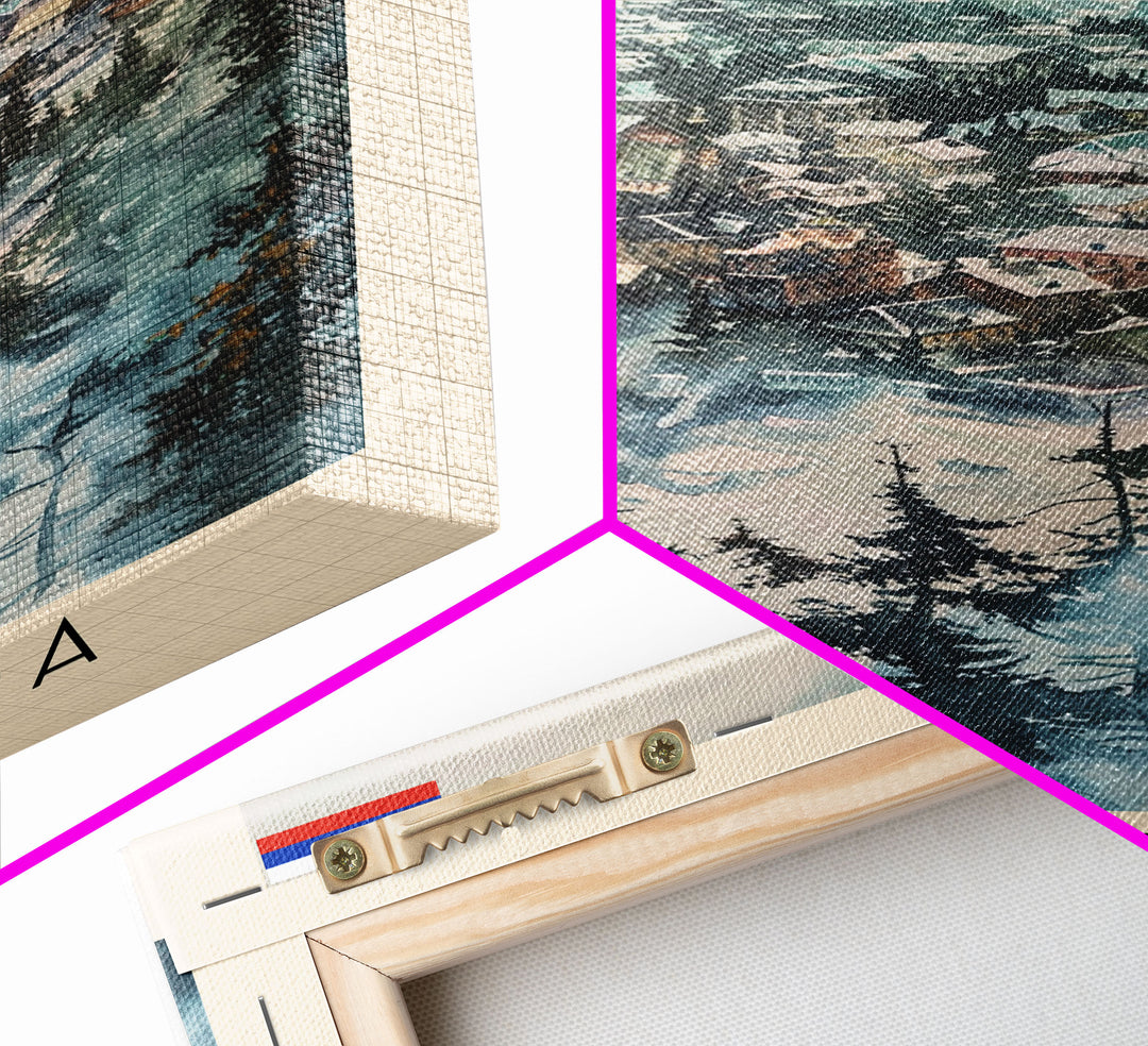 Vologda Russia Travel Poster Framed Canvas Print, Watercolor Painting, Scenic Wall Art, Home Decor, Russian Landscape, Rustic Art