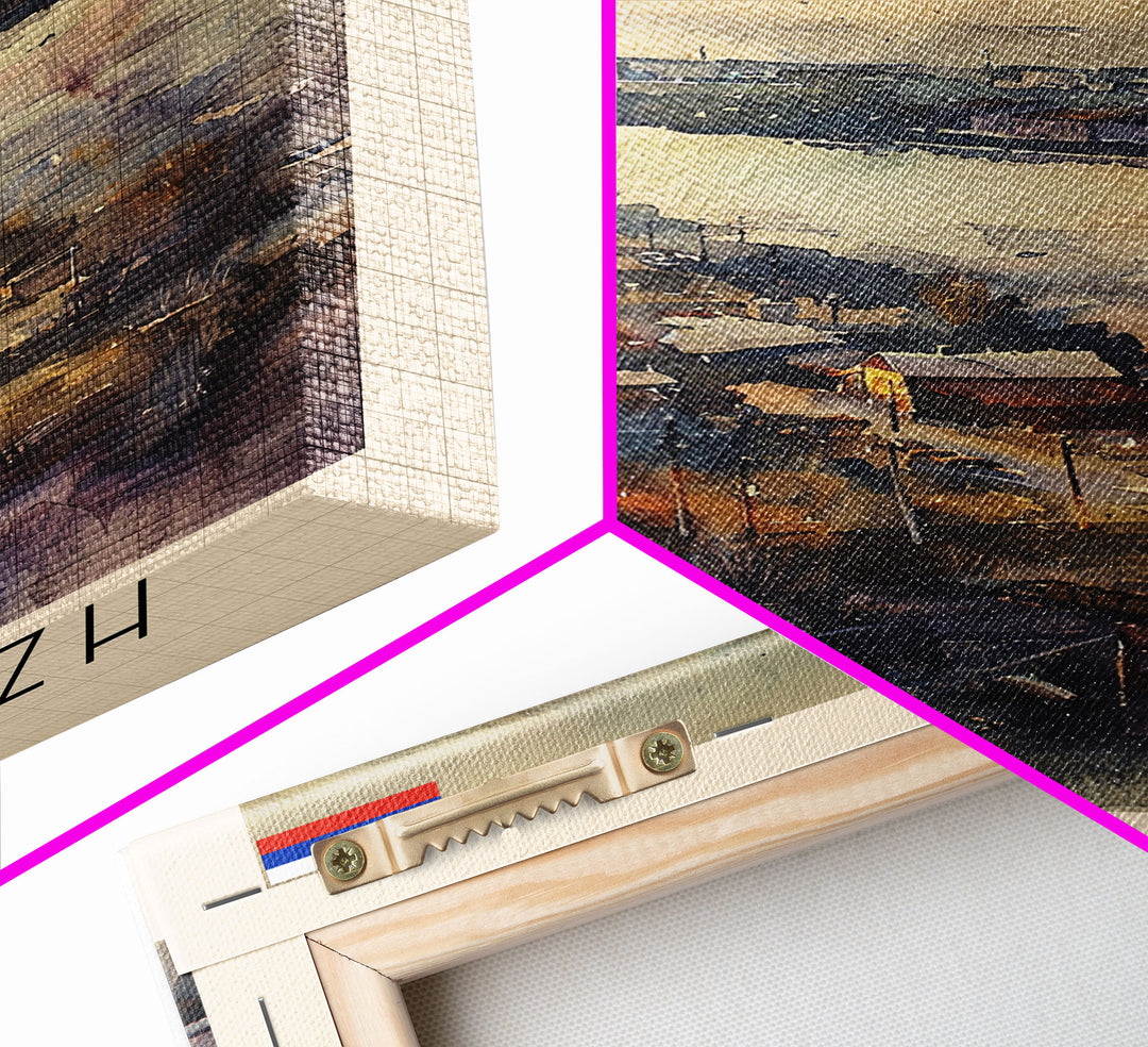 Voronezh Russia Travel Poster Framed Canvas Print, Watercolor Painting, Scenic Wall Art, Home Decor, Russian Landscape, Unique Art