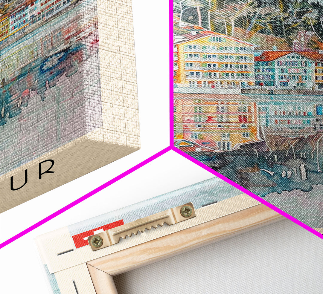 Winterthur Switzerland Travel Poster Framed Canvas Print, Watercolor Painting, Scenic Wall Art, Home Decor, Swiss Landscape, Thoughtful Gift