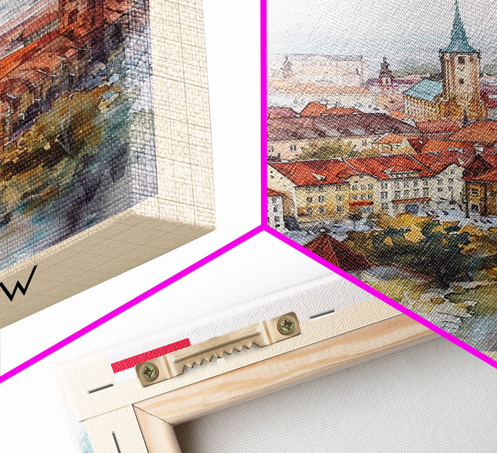 Wrocław Poland Travel Poster Framed Canvas Print, Watercolor Painting, Urban Wall Art, Home Decor, Polish Cityscape, Special Gift