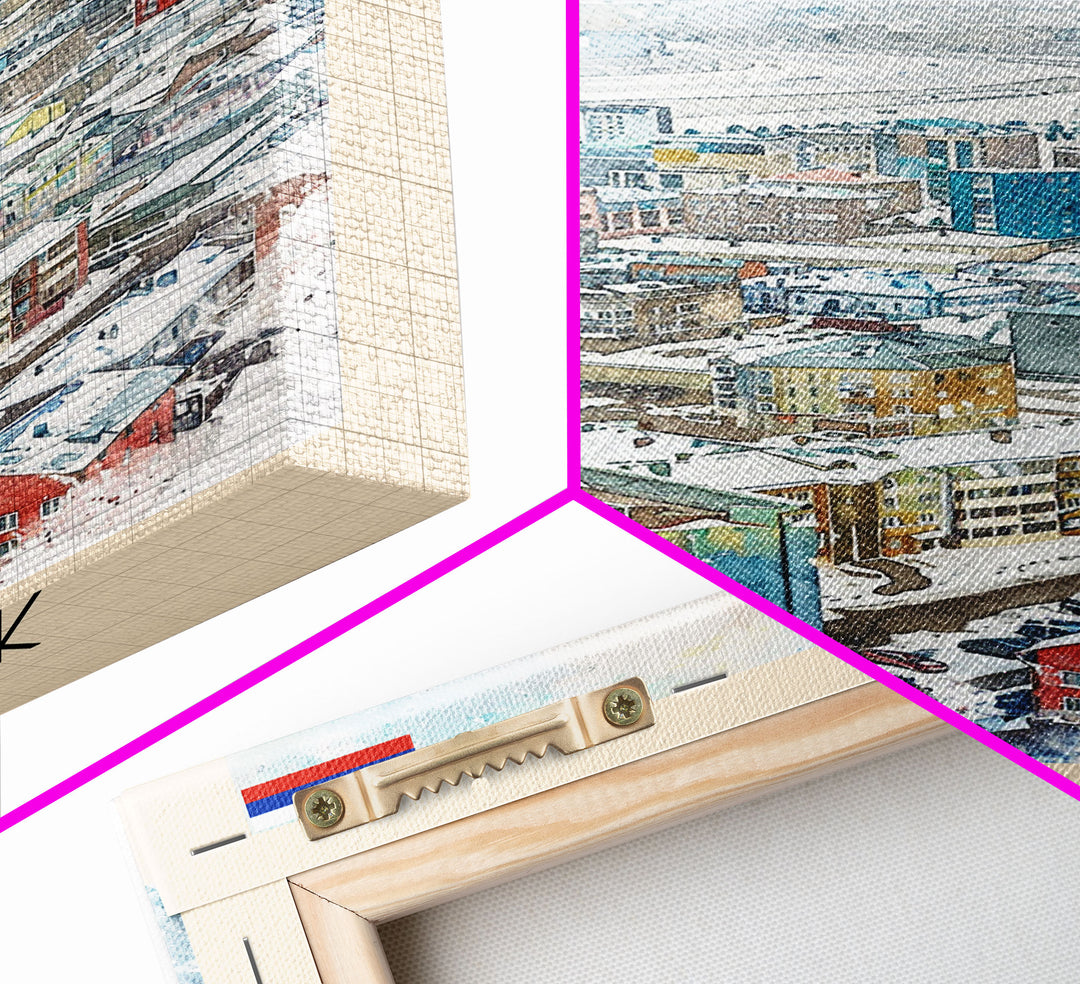 Yakutsk Russia Travel Poster Framed Canvas Print, Watercolor Painting, Scenic Wall Art, Home Decor, Russian Landscape, Unique Gift