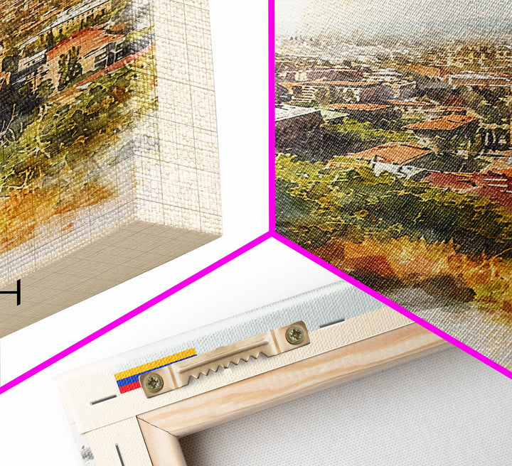 Yerevan Armenia Travel Poster Framed Canvas Print, Watercolor Painting, Scenic Wall Art, Home Decor, Armenian Landscape, Unique Gift