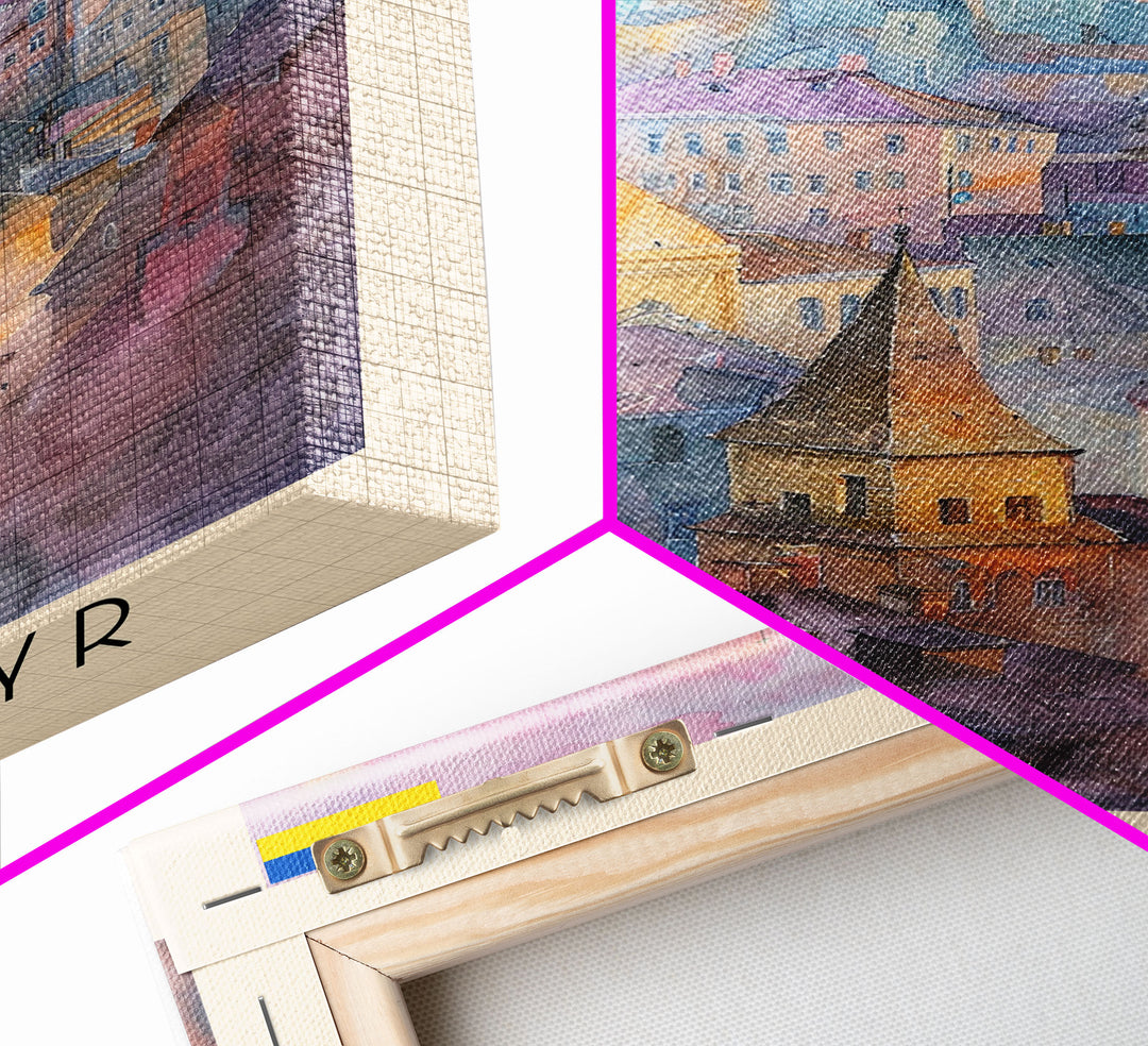 Zhytomyr Ukraine Travel Poster Framed Canvas Print, Watercolor Painting, Scenic Wall Art, Home Decor, Ukrainian Landscape, Perfect Gift