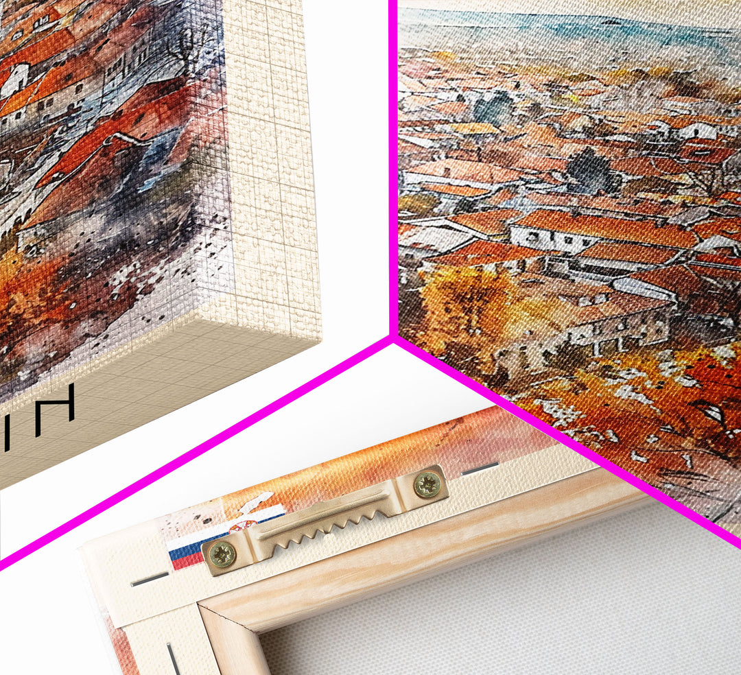 Zrenjanin Serbia Travel Poster Framed Canvas Print, Watercolor Painting, Scenic Wall Art, Home Decor, Serbian Landscape, Unique Gift