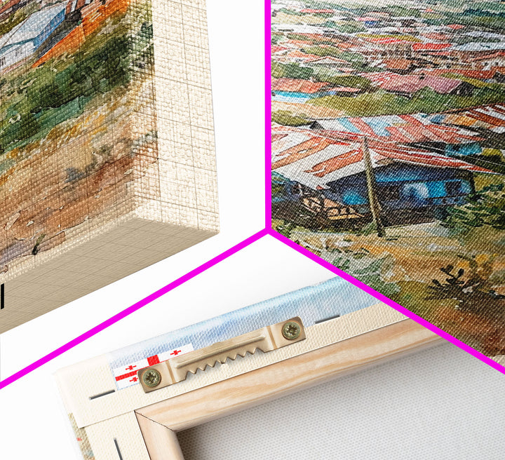 Zugdidi Georgia Travel Poster Framed Canvas Print, Watercolor Painting, Scenic Wall Art, Home Decor, Georgian Landscape, Thoughtful Gift