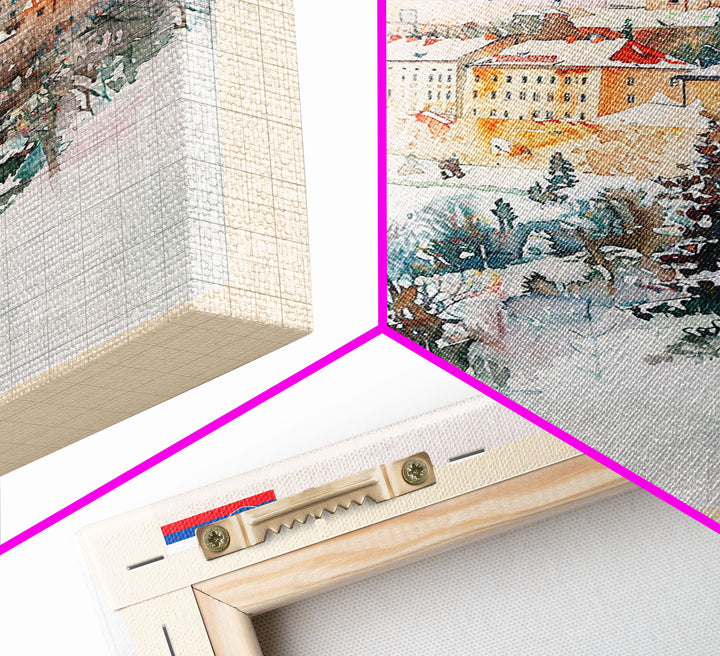 Žilina Slovakia Winter Wonderland Art Print, Charming Town Canvas Print for Home Decor, Travel Poster for Living Room Wall Art, Slovakian Scene