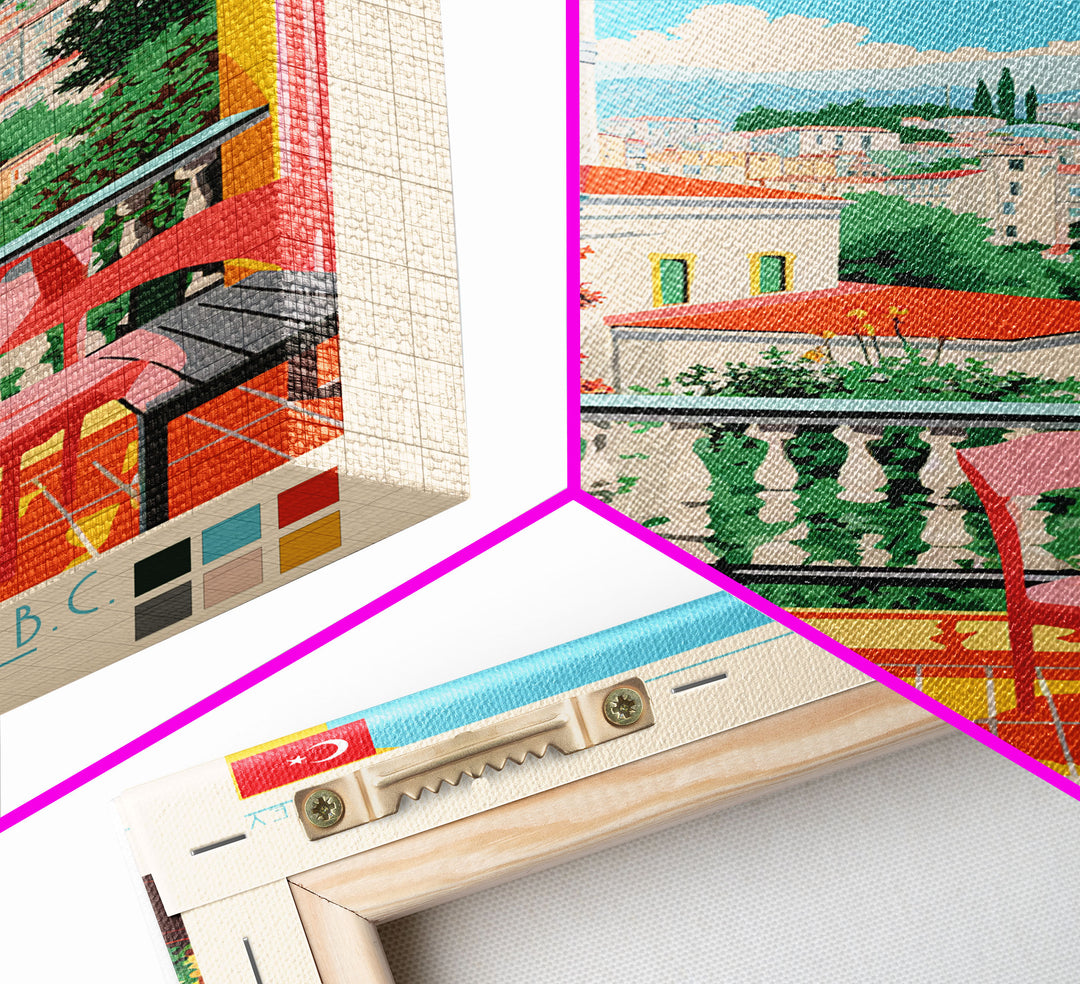 Adana Turkey Travel Poster Framed Canvas Print, Midcentury Modern Art, Pop Art Decor, Scenic View Wall Art, Vacation Gift, Home Decoration, Living Room Print