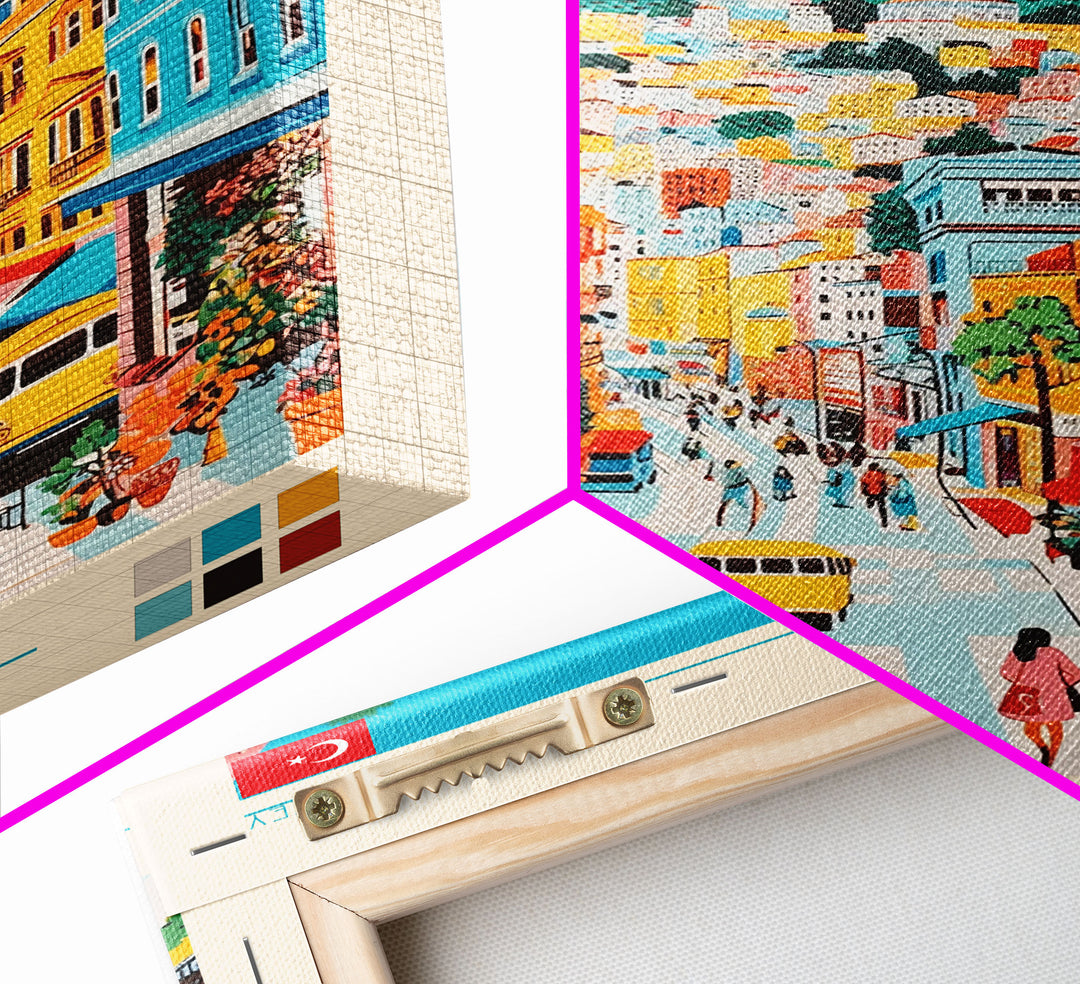 Adapazari Turkey Travel Poster Framed Canvas Print, Midcentury Modern Art, Pop Art Decor, Scenic View Wall Art, Vacation Gift, Home Decoration, Living Room Print