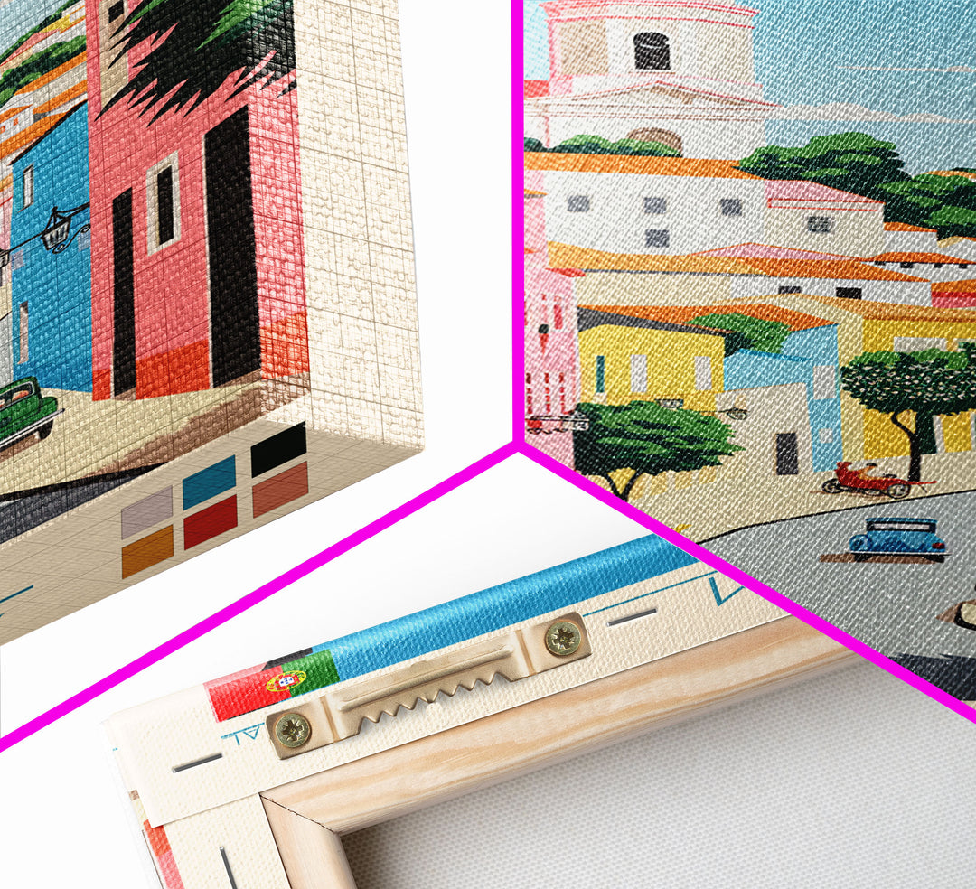 Agualva-Cacém Portugal Travel Poster Framed Canvas Print, Midcentury Modern Art, Pop Art Decor, Scenic View Wall Art, Vacation Gift, Home Decoration, Living Room Print