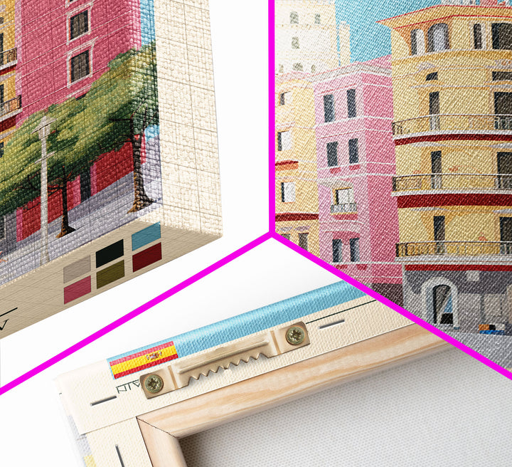 Albacete Spain Travel Poster Framed Canvas Print, Midcentury Modern Art, Pop Art Decor, Scenic View Wall Art, Vacation Gift, Home Decoration, Living Room Print