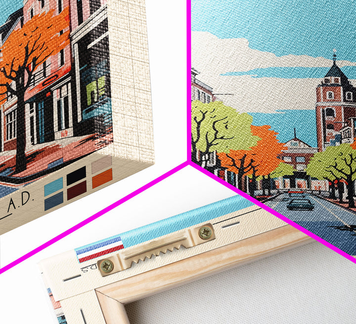 Apeldoorn Netherlands Travel Poster Framed Canvas Print, Midcentury Modern Art, Pop Art Wall Decor, Home Decor, Vacation Gift, Living Room Art