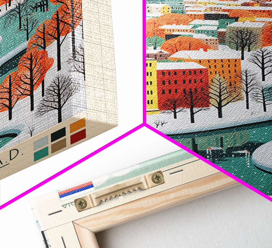 Arkhangelsk Russia Travel Poster Framed Canvas Print, Midcentury Modern Art, Pop Art Wall Decor, Home Decor, Vacation Gift, Living Room Art