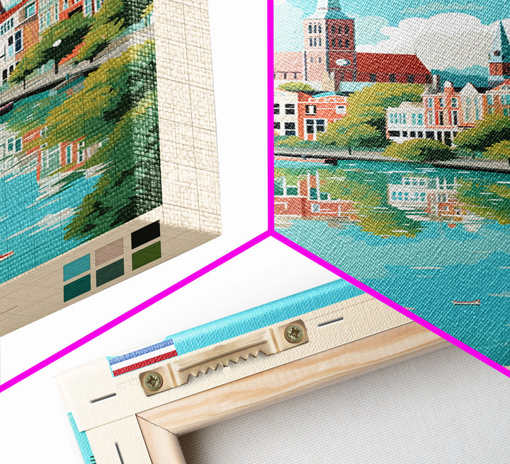 Arnhem Netherlands Travel Poster Framed Canvas Print, Midcentury Modern Art, Pop Art Wall Decor, Home Decor, Vacation Gift, Living Room Art