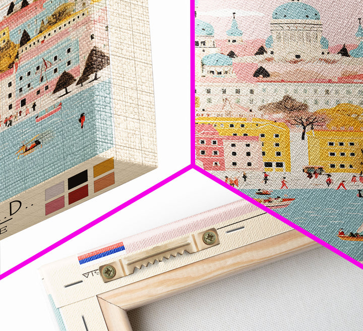 Astrakhan Russia Travel Poster Framed Canvas Print, Midcentury Modern Art, Pop Art Wall Decor, Home Decor, Vacation Gift, Living Room Art