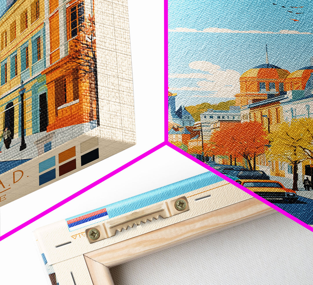 Barnaul Russia Travel Poster Framed Canvas Print, Midcentury Modern Art, Pop Art Wall Decor, Home Decor, Vacation Gift, Living Room Art