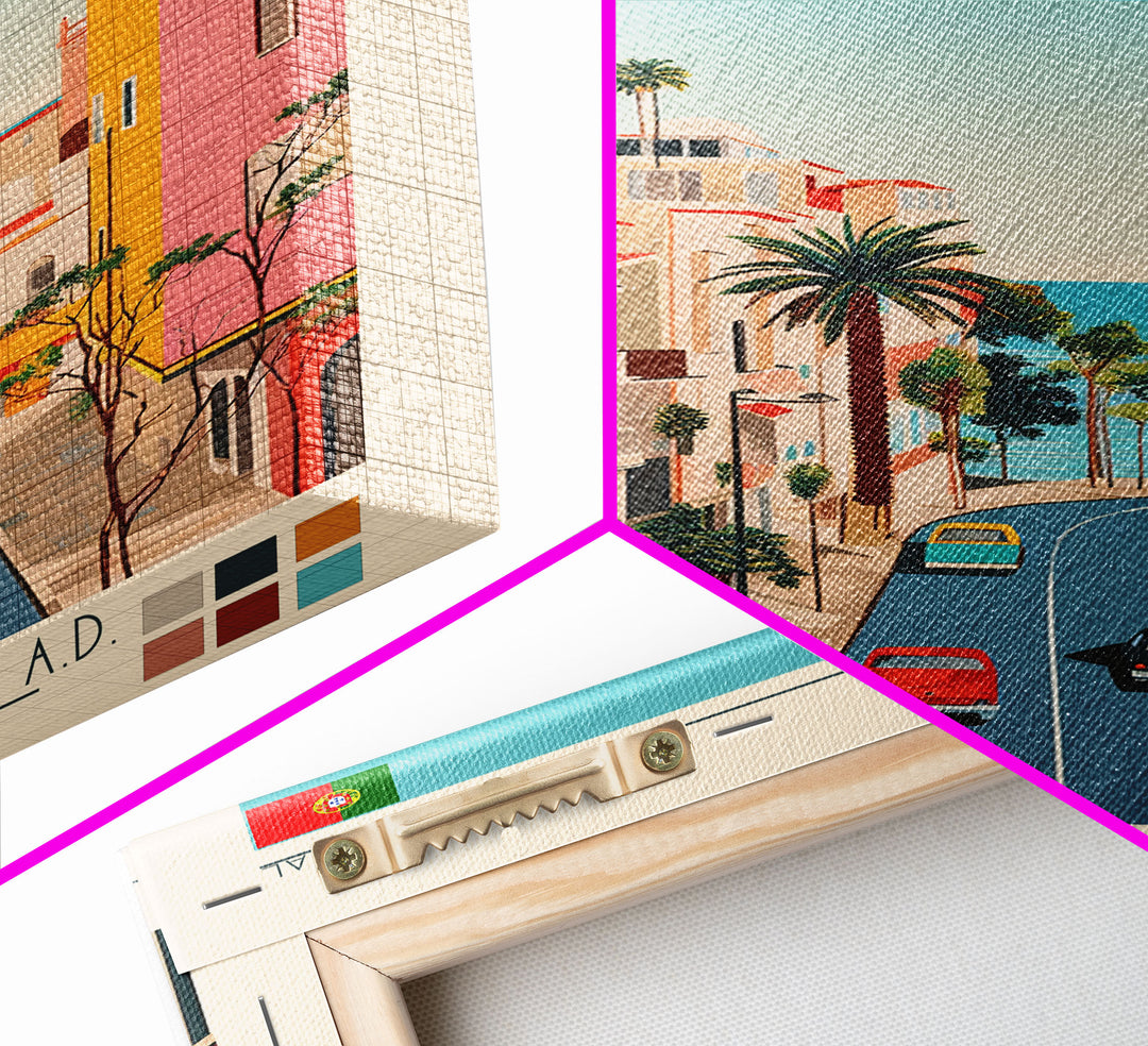 Barreiro Portugal Travel Poster Framed Canvas Print, Midcentury Modern Art, Pop Art Wall Decor, Home Decor, Vacation Gift, Living Room Art