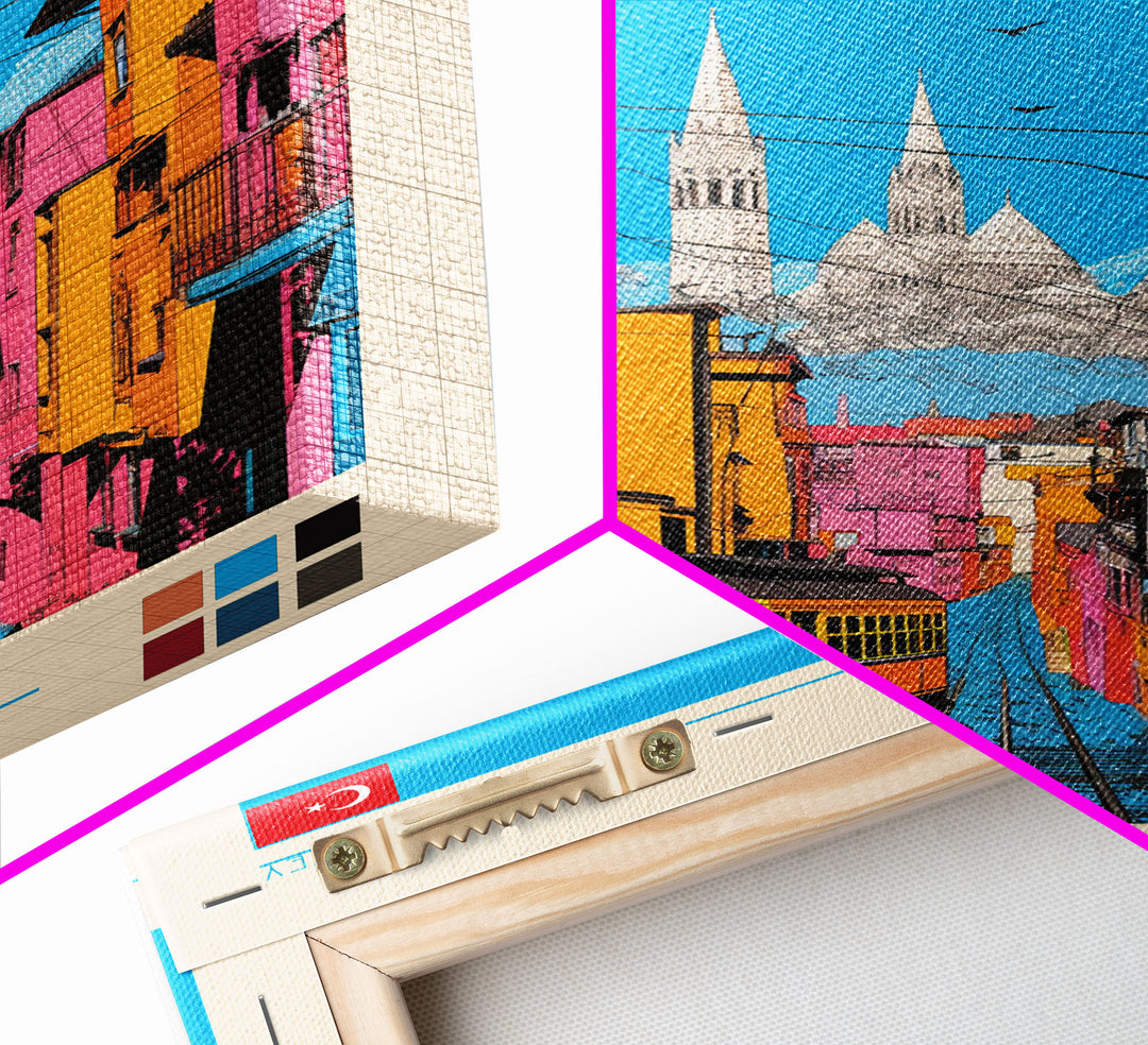 Batman Turkey Travel Poster Framed Canvas Print, Midcentury Modern Art, Pop Art Wall Decor, Home Decor, Vacation Gift, Living Room Art