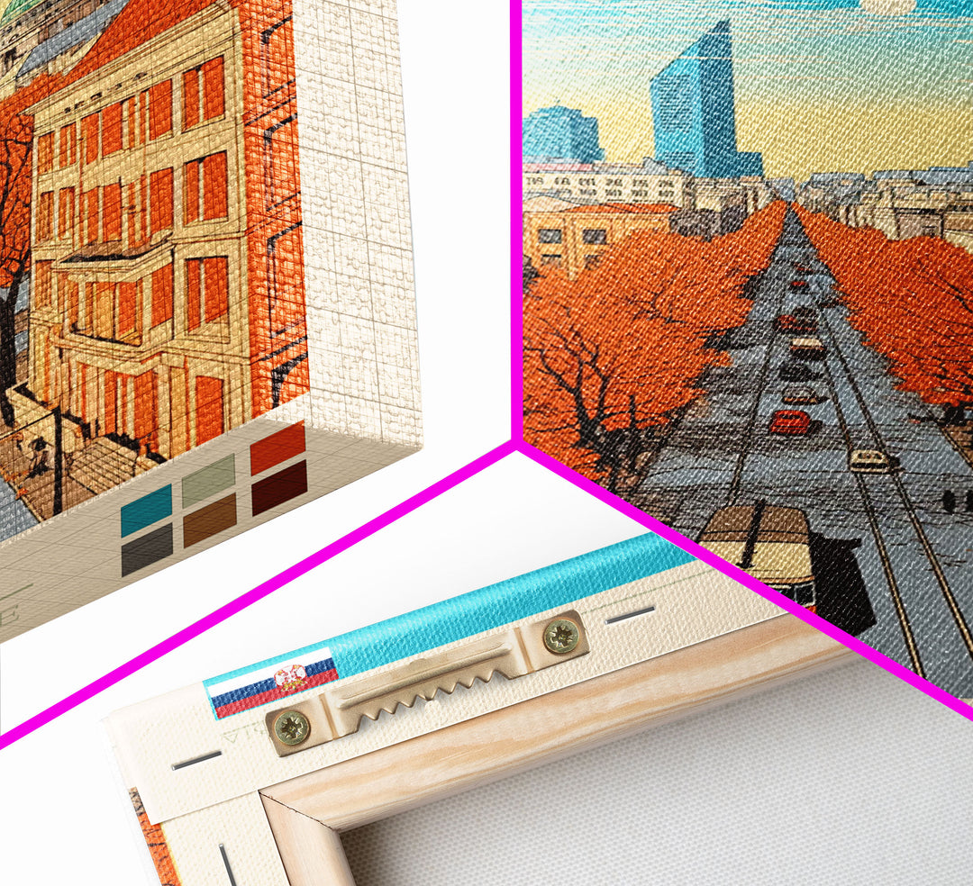 Belgrade Serbia Travel Poster Framed Canvas Print, Midcentury Modern Art, Pop Art Wall Decor, Home Decor, Vacation Gift, Living Room Art