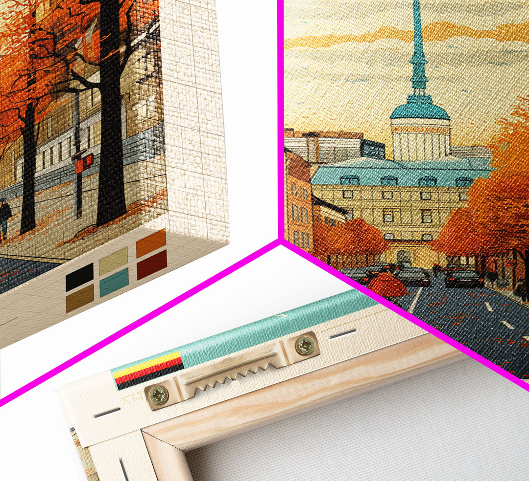 Berlin Germany Travel Poster Framed Canvas Print, Midcentury Modern Art, Pop Art Wall Decor, Home Decor, Vacation Gift, Living Room Art