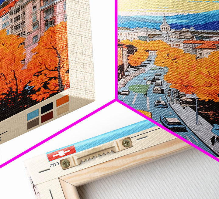 Bern Switzerland Travel Poster Framed Canvas Print, Midcentury Modern Art, Pop Art Wall Decor, Home Decor, Vacation Gift, Living Room Art