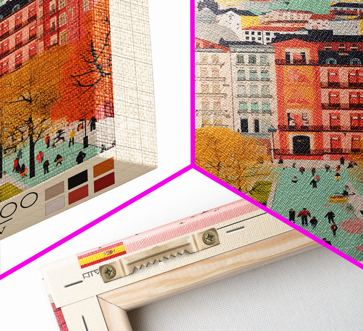 Bilbao Spain Travel Poster Framed Canvas Print, Modern Art, Pop Art Home Decor, Scenic Wall Art, Living Room Decor, Artistic Gift