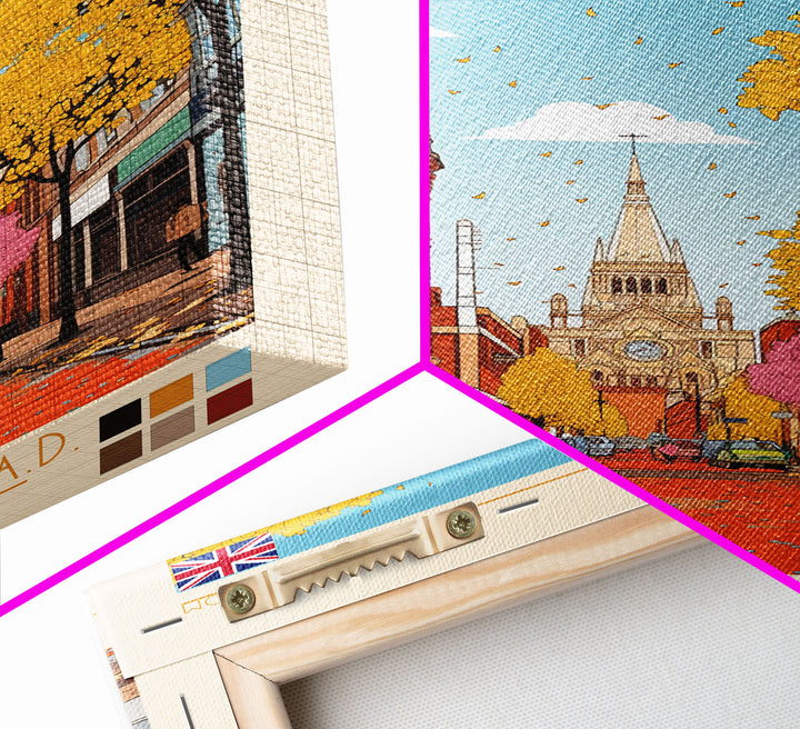 Birmingham UK Travel Poster Framed Canvas Print, Midcentury Modern Art, Pop Art Wall Decor, Home Decor, Living Room Decoration