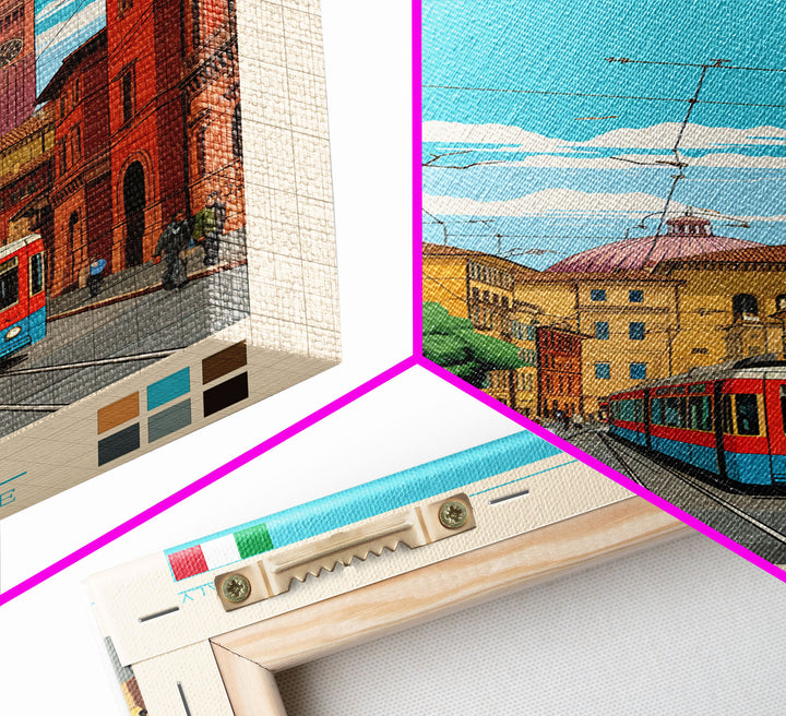 Bologna Italy Travel Poster Framed Canvas Print, Vintage Style, Pop Art Home Decor, Scenic Wall Art, Living Room Decoration, Artistic Gift