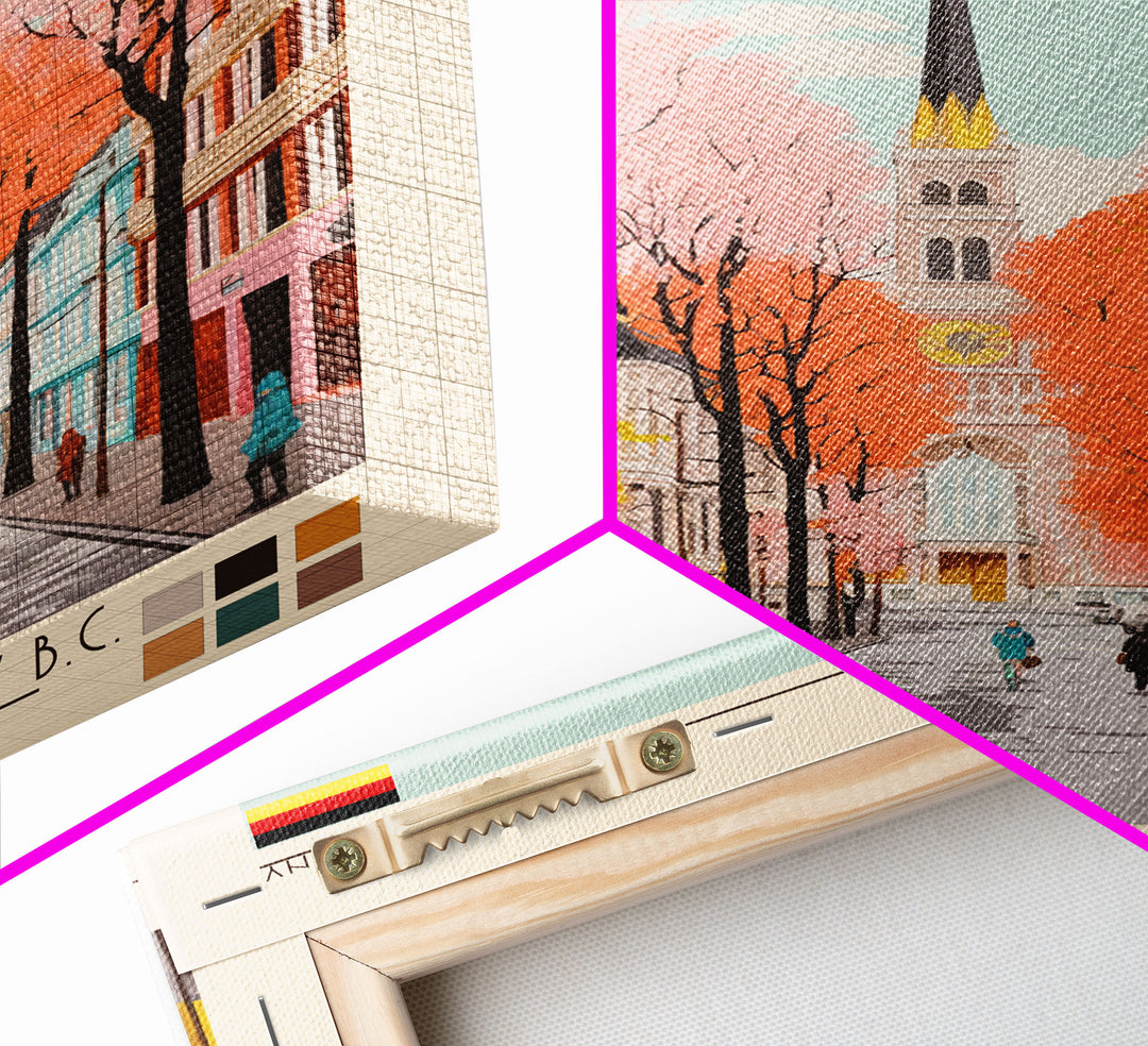 Bonn Germany Travel Poster Framed Canvas Print, Midcentury Modern Art, Pop Art Wall Decor, Home Decor, Living Room Art, Cultural Gift