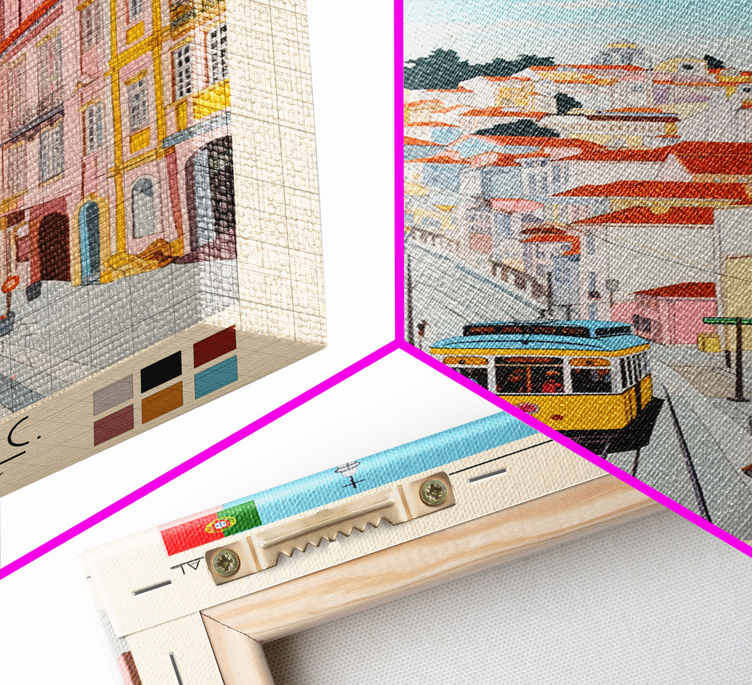 Braga Portugal Travel Poster Framed Canvas Print, Vintage Style, Pop Art Home Decor, Scenic Wall Art, Living Room Decoration, Artistic Gift