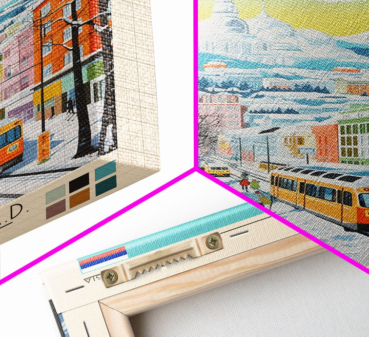 Bratsk Russia Travel Poster Framed Canvas Print, Midcentury Modern Art, Pop Art Wall Decor, Home Decor, Vacation Gift, Living Room Art