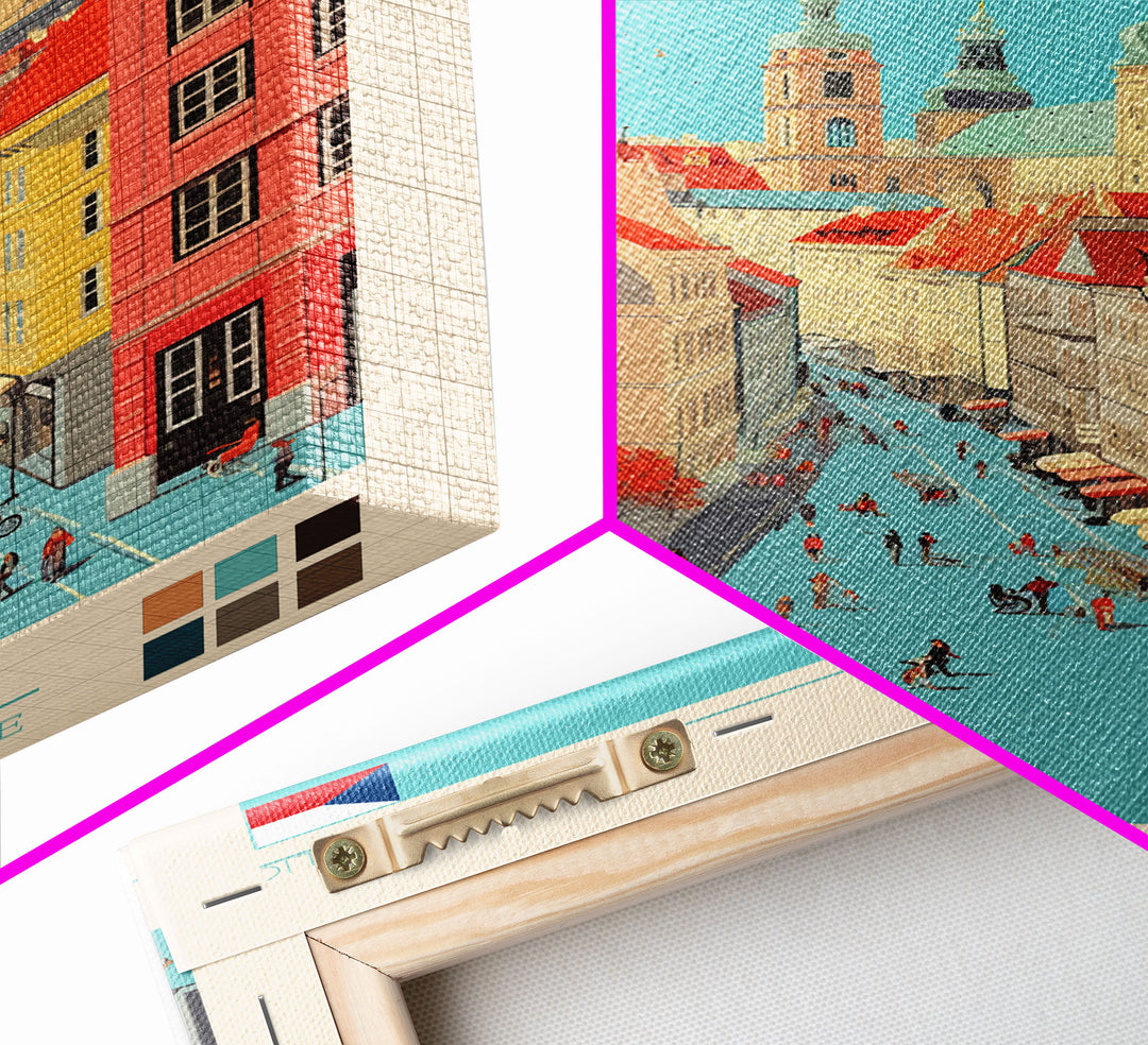 Brno Czech Republic Travel Poster Framed Canvas Print, Midcentury Modern Art, Pop Art Wall Decor, Home Decor, Vacation Gift, Living Room Art