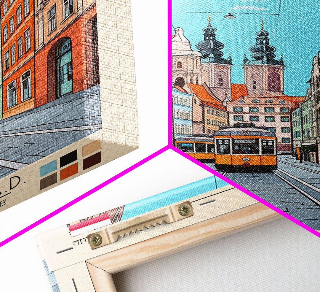 Bytom Poland Travel Poster Framed Canvas Print, Vintage Style, Pop Art Home Decor, Scenic Wall Art, Living Room Decoration, Artistic Gift