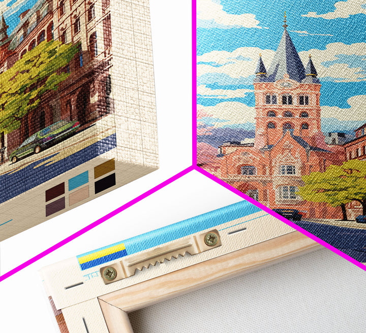 Chernivtsi Ukraine Travel Poster Framed Canvas Print, Midcentury Modern Art, Pop Art Wall Decor, Home Decor, Vacation Gift, Living Room Art