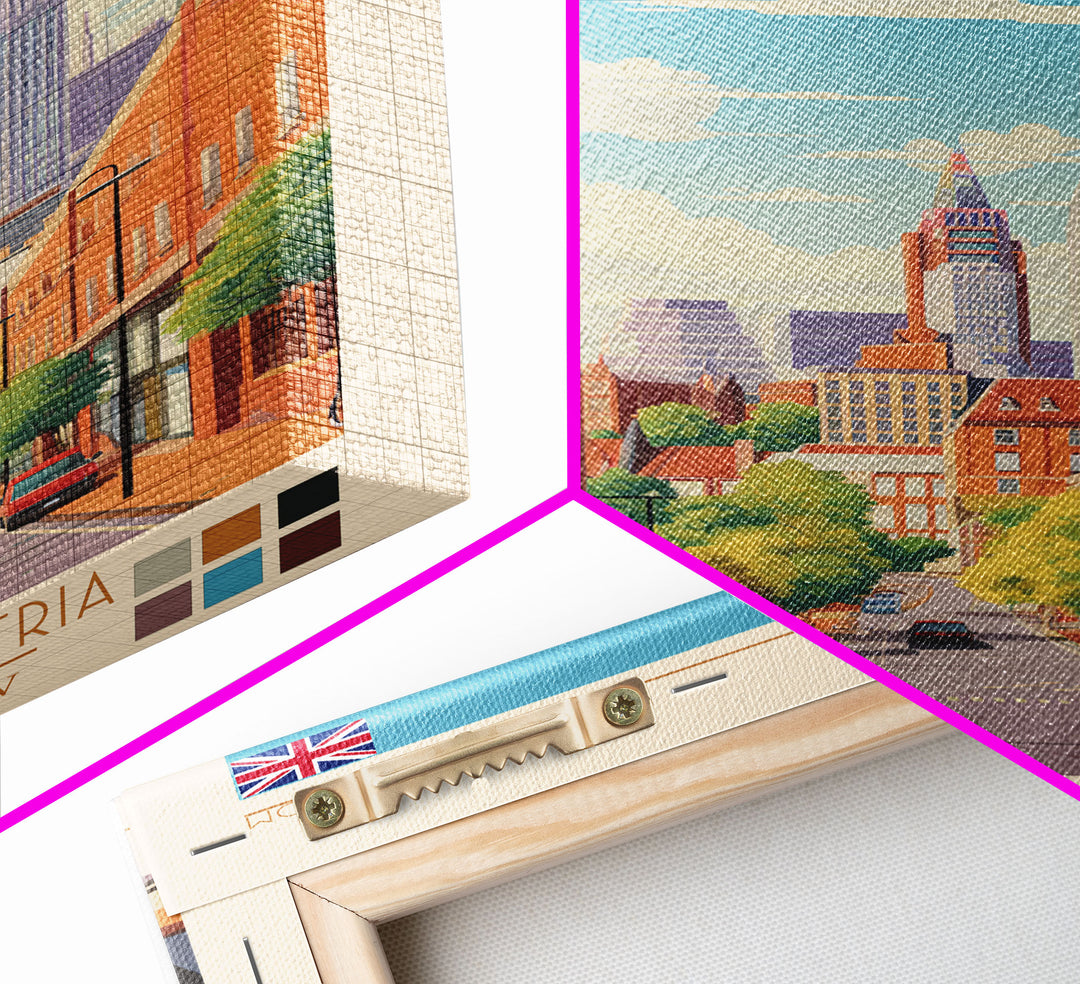 Coventry United Kingdom Travel Poster Framed Canvas Print, Midcentury Modern Art, Pop Art Wall Decor, Home Decor, Vacation Gift, Living Room Art