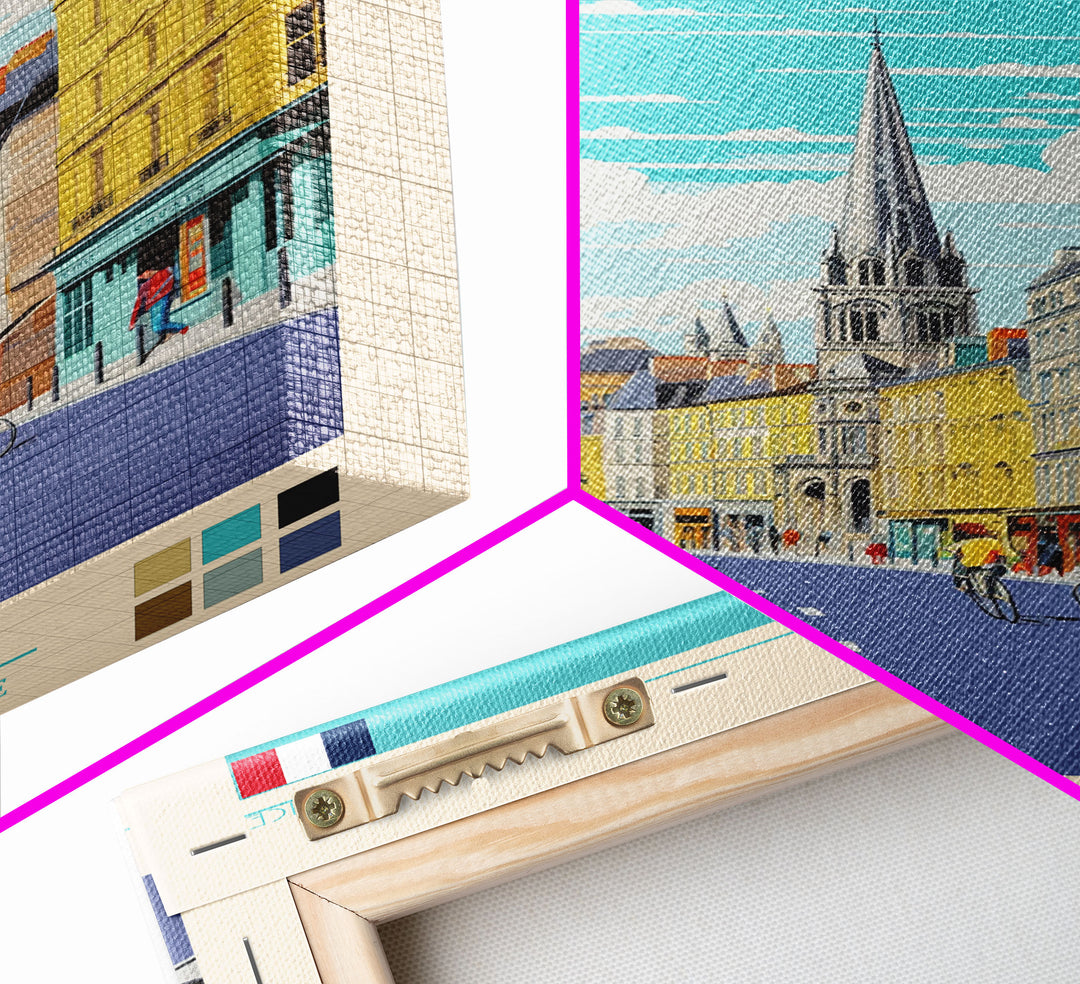 Dijon France Travel Poster Framed Canvas Print, Midcentury Modern Art, Pop Art Wall Decor, Home Decor, Vacation Gift, Living Room Art