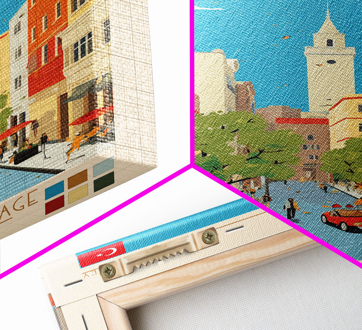 Diyarbakir Turkey Travel Poster Framed Canvas Print, Vintage Style, Pop Art Home Decor, Scenic Wall Art, Living Room Decoration, Artistic Gift