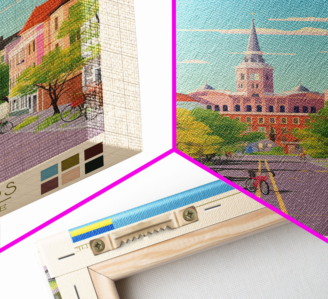 Donetsk Ukraine Travel Poster Framed Canvas Print, Midcentury Modern Art, Pop Art Wall Decor, Home Decor, Vacation Gift, Living Room Art