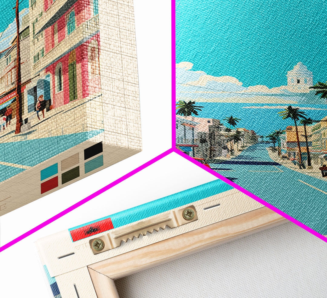 Durrës Albania Travel Poster Framed Canvas Print, Vintage Style, Pop Art Home Decor, Scenic Wall Art, Bedroom Decoration, Office Gift