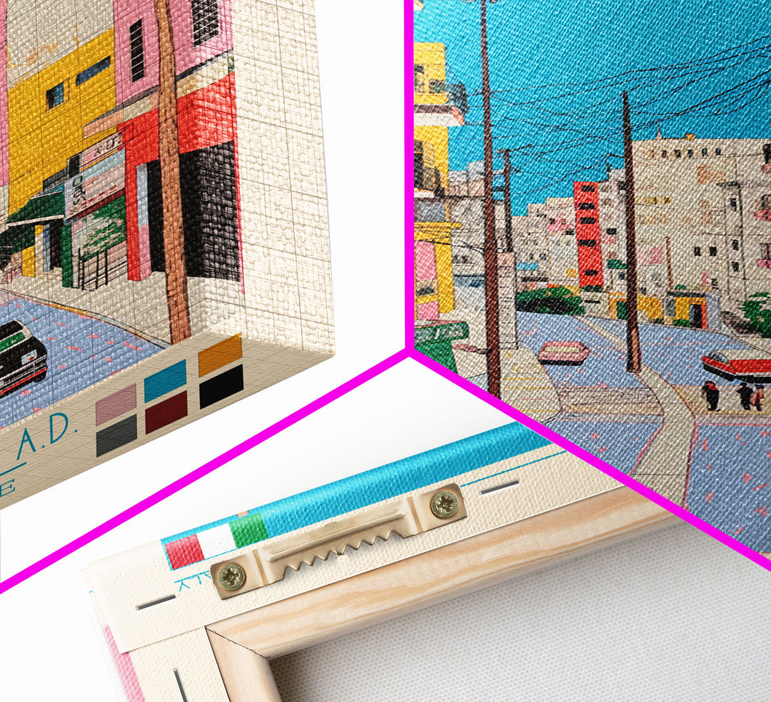 Foggia Italy Travel Poster Framed Canvas Print, Midcentury Modern Art, Pop Art Wall Decor, Home Decor, Vacation Gift, Bedroom Art