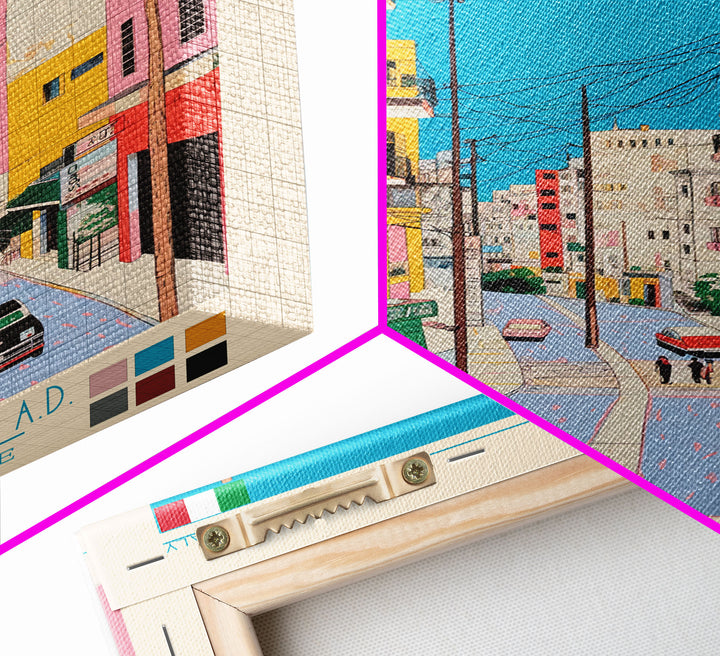 Foggia Italy Travel Poster Framed Canvas Print, Midcentury Modern Art, Pop Art Wall Decor, Home Decor, Vacation Gift, Bedroom Art