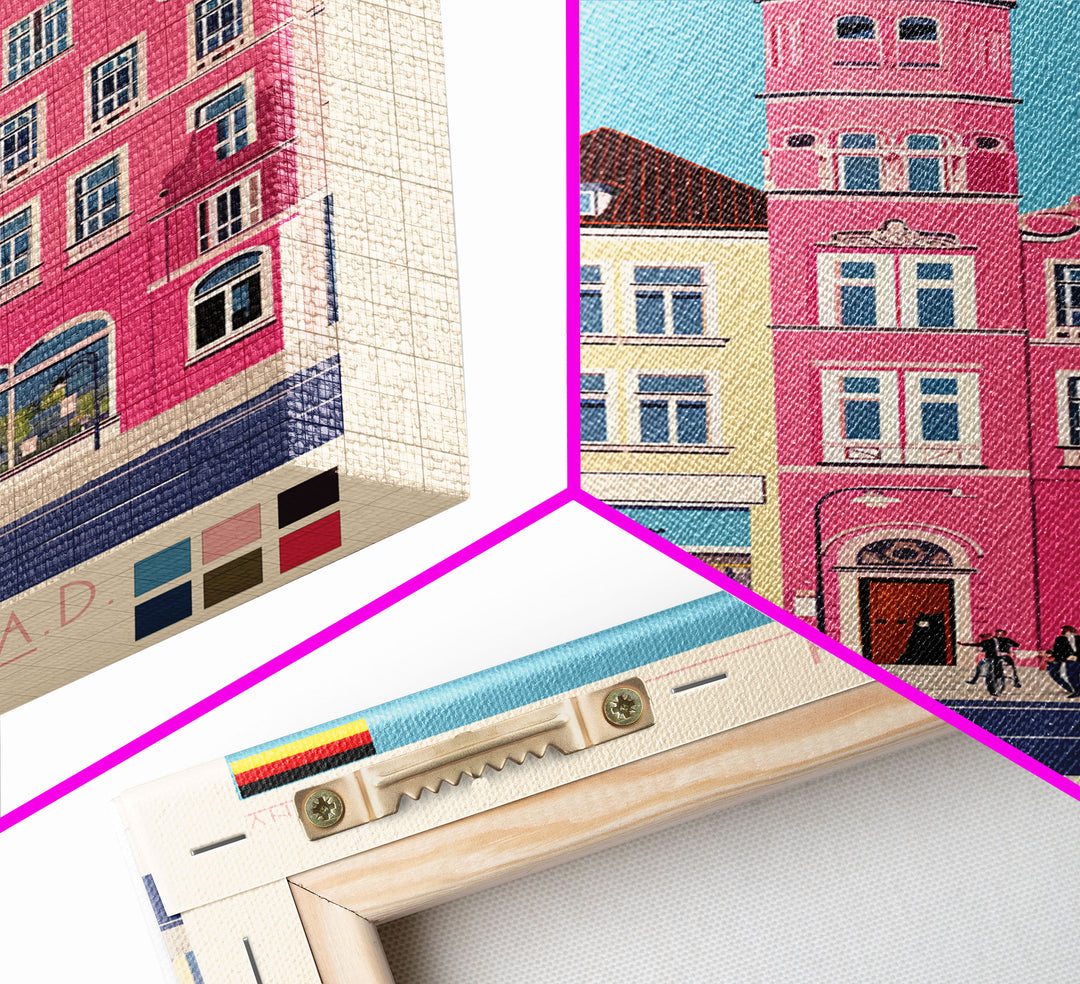 Gelsenkirchen Germany Travel Poster Framed Canvas Print, Midcentury Modern Art, Pop Art Wall Decor, Scenic Living Room Art, Bedroom Gift