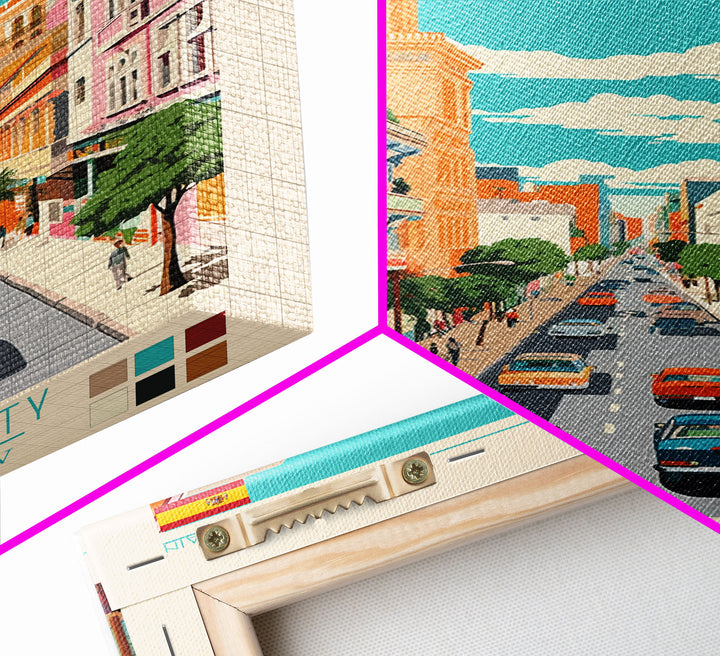 Getafe Spain Travel Poster Framed Canvas Print, Midcentury Modern Art, Pop Art Wall Decor, Scenic Wall Art, Bedroom Decoration