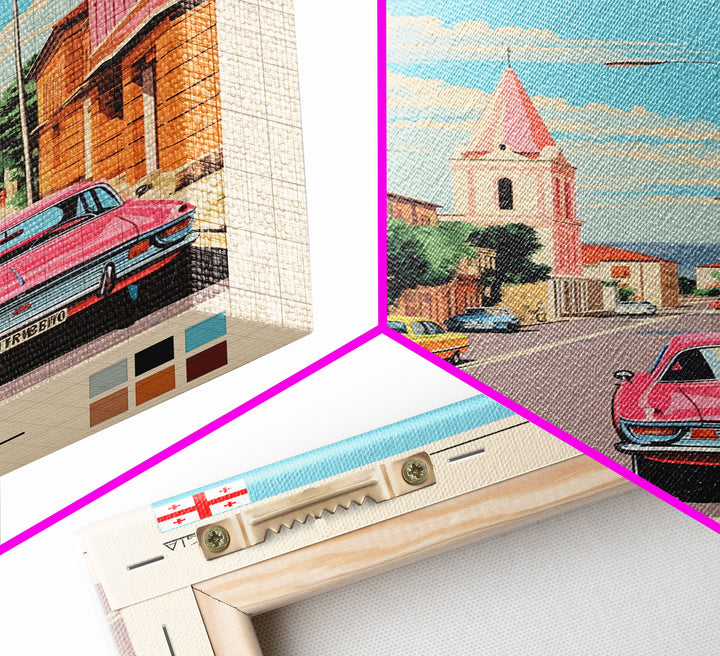 Gori Georgia Travel Poster Framed Canvas Print, Midcentury Modern Art, Pop Art Wall Decor, Scenic Wall Art, Living Room Decoration, Office Art