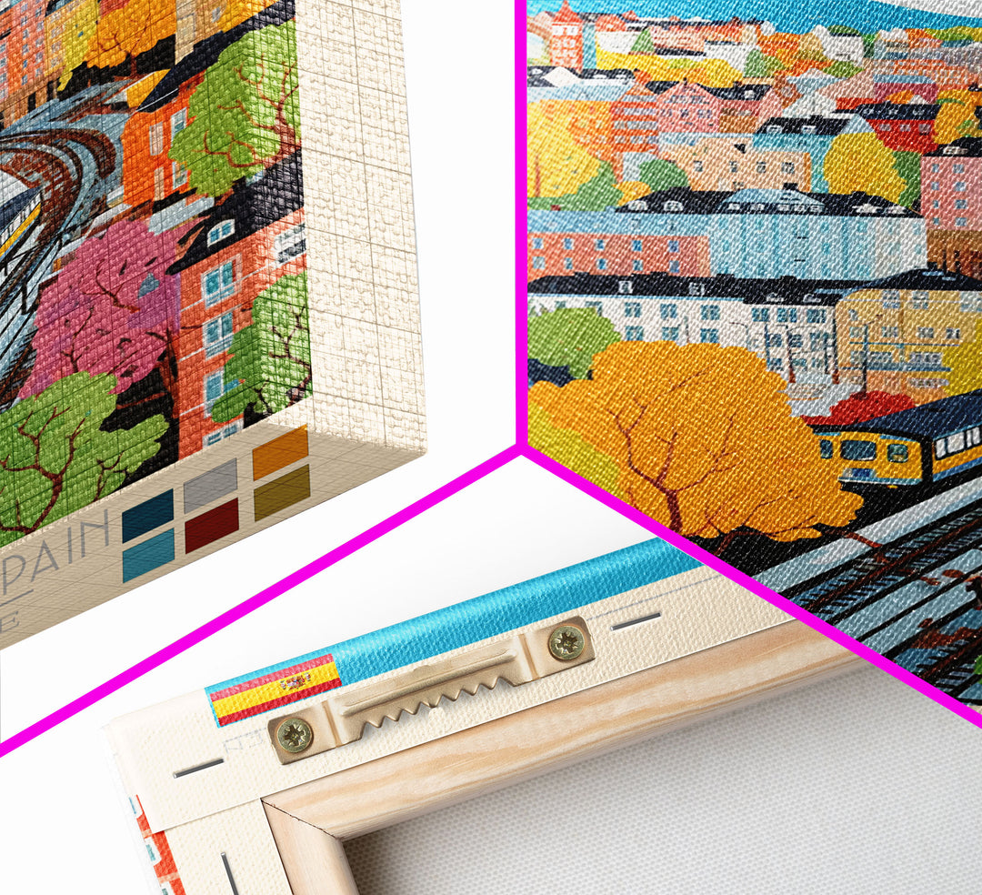 Gothenburg Sweden Travel Poster Framed Canvas Print, Midcentury Modern Art, Pop Art Wall Decor, Scenic Bedroom Art, Office Decoration