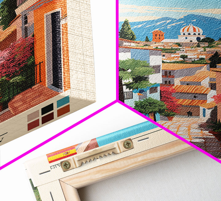 Granada Spain Travel Poster Framed Canvas Print, Midcentury Modern Art, Pop Art Wall Decor, Scenic Living Room Art, Bedroom Decor