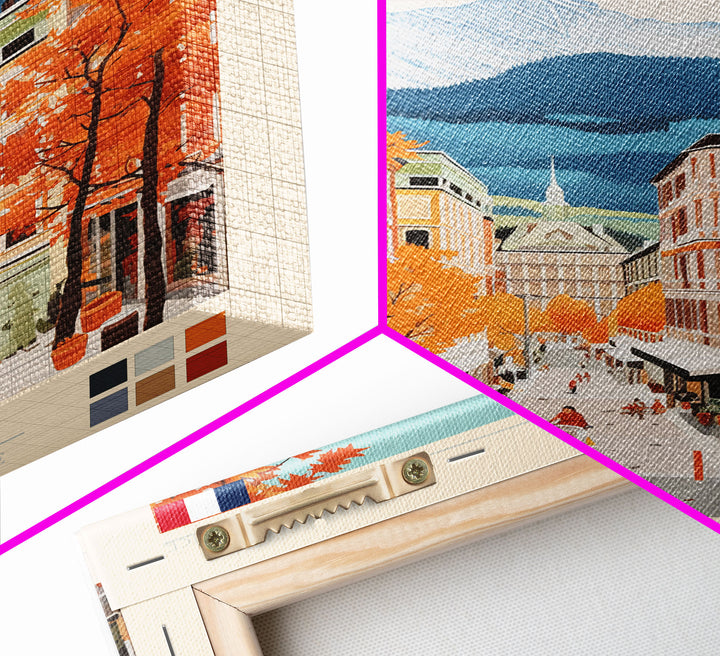 Grenoble France Travel Poster Framed Canvas Print, Midcentury Modern Art, Pop Art Wall Decor, Home Decor, Vacation Gift, Office Art